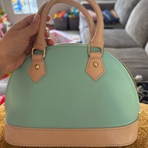 Mint Green and Tan Women's Handbag